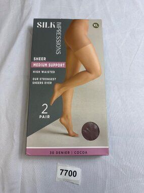 silk impressions sheer medium support  2 pair [30] denier cocoa  xlarge